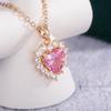 Ladies' Exquisite Pink Heart-shaped Pendant Necklace, Romantic and Eye-catching Jewelry, Birthday Gift