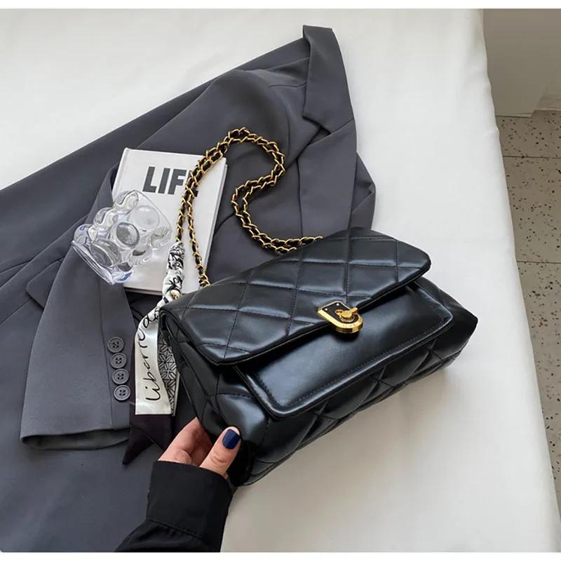 

Elegante Cadeias Xadrez Vermelhas Bolsa de Ombro para Meninas Bolsa Crossbody de grande capacidade de alta qualidade moda luxuosa nova