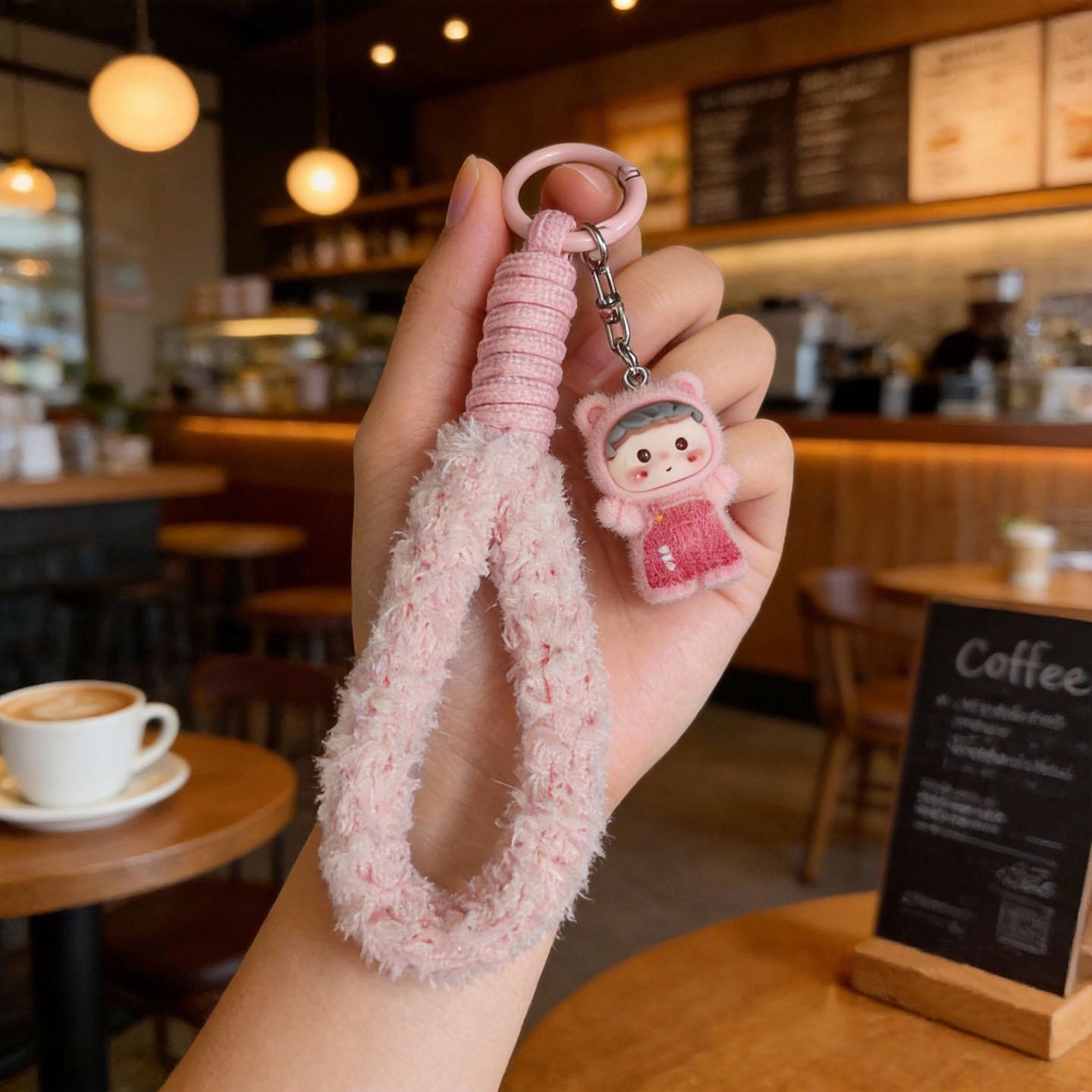 

Autumn/Winter Lambswool Woven Phone Lanyard: Multi-color Plush Handcrafted Gift