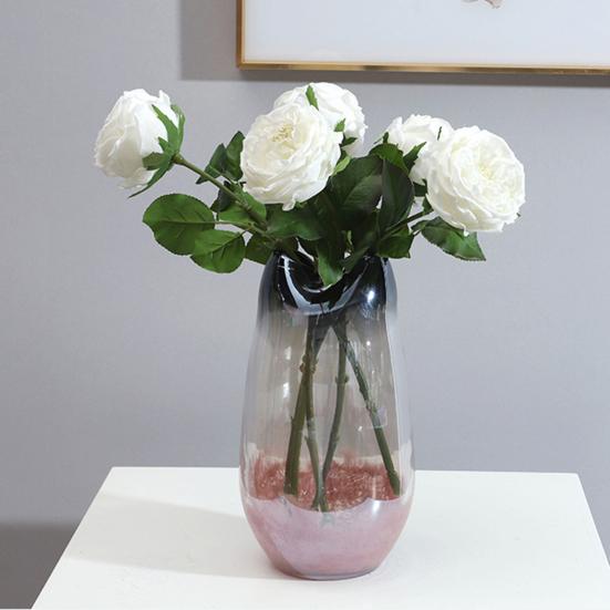 Realistic Vivid No Watering Not Withered Hemming Imitation Rose Faux Silk Rose Flower Wedding Garden Decoration