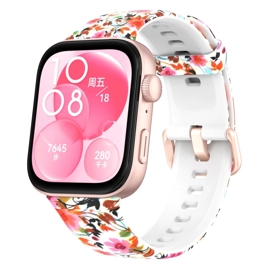 Pasek z nadrukiem do For Huawei Watch Fit 3 Zamienny Silikonowy Pasek na Nadgarstek SmartWatch Bracele correa Akcesoria do Huawei Watch Fit3