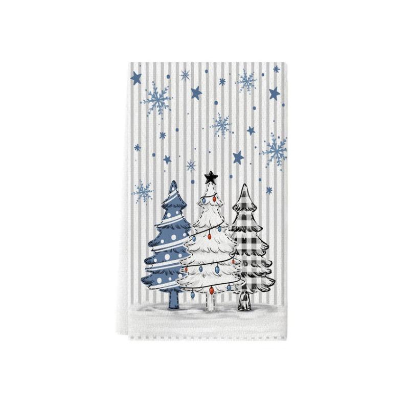Hand Towels Christmas Printed Kitchen Towels Absorbent Microfiber Dishwashing TowelsGift Tea Towels