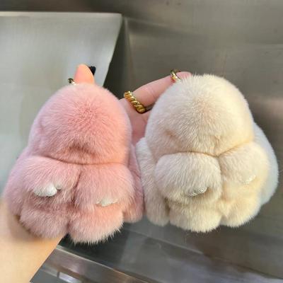Kore Sevimli Rex Tavşanı Saçı Bebek Tavşan Araba Anahtarlık Kolye Mini Çanta Peluş Ölü Kolye Tavşan