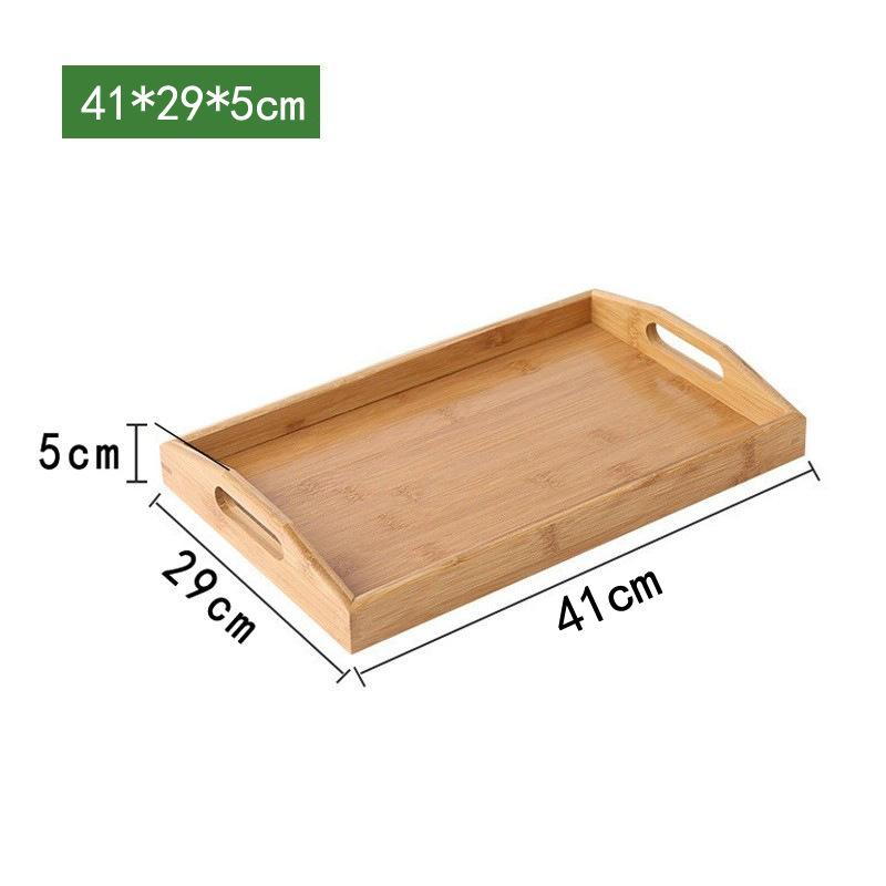 Bamboo Wooden Tea Tray Solid Wood Serving Tray Kung Fu Tea Cup Tray With Handle Rectangular Wooden Dinner Bread Fruit Food Plate
