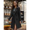 Womens Long Wool Blend Coat Slim Fit Single Breasted Belted Overcoat Solid Color Winter Outerwear