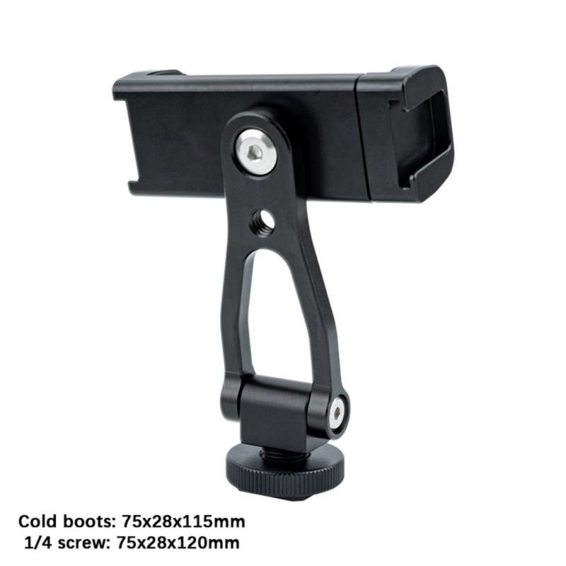 Universal Aluminum Phone Mount Double Cold Shoe Adapter 360 Rotate Design for Video Photography & Video Recording