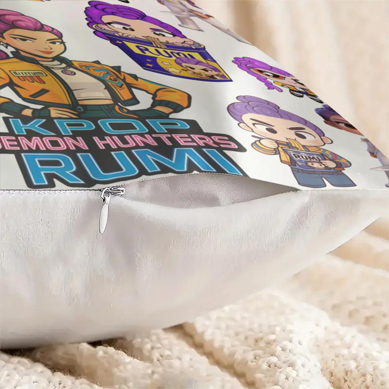 Hasbro Kpop Style Throw Pillow Decorative Cushion Chibi Anime Girl Collage Print Soft Pillow For Sofa Bedroom Perfect Gift For Teens