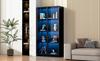 Glass Display Cabinet with App LED Lighting, Double-Door with Movable Shelves, 80*40*160cm, Tall Cabinet for Living Room, Bathroom Cabinet
