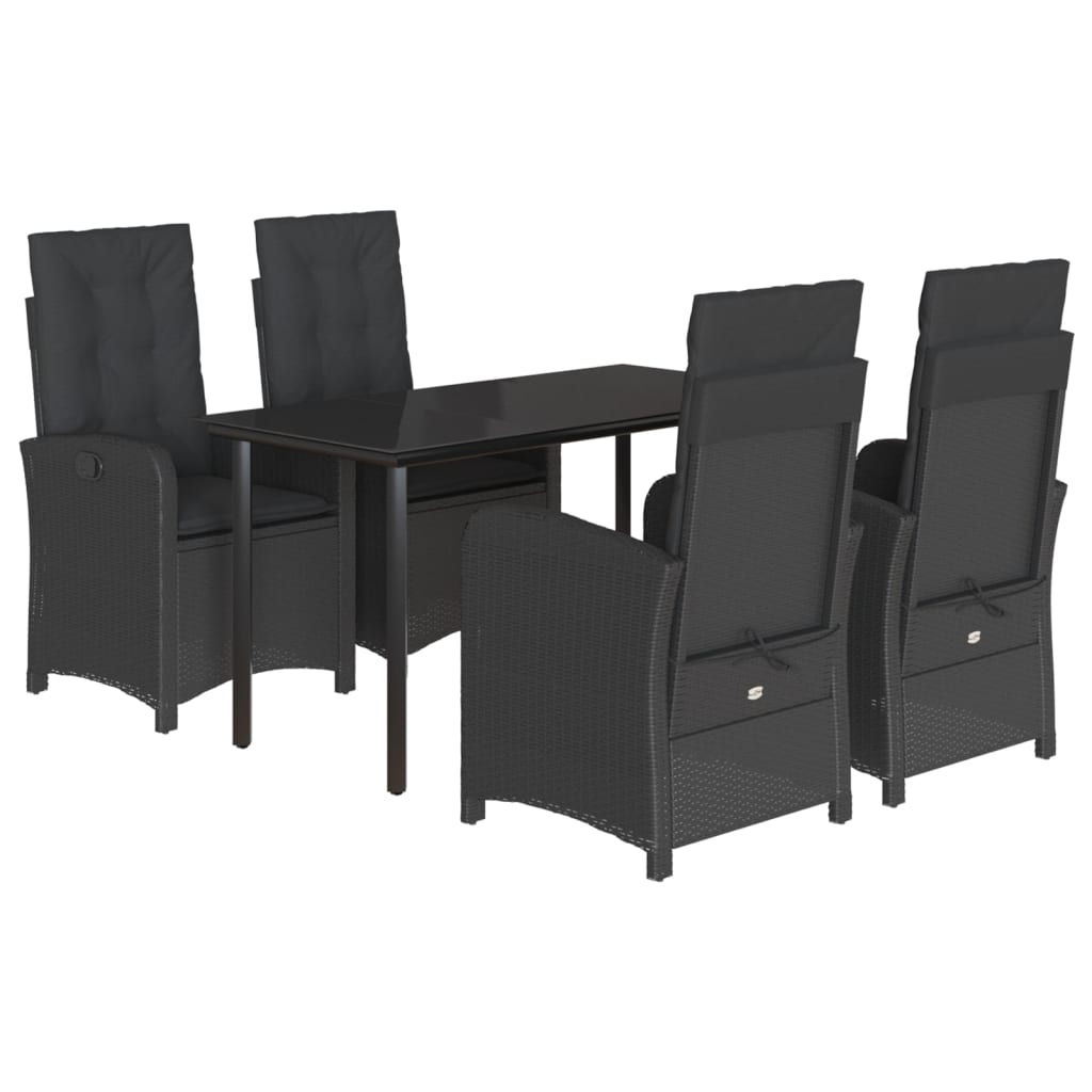 Vidaxl 5-Cz. Garden Furniture Set With Cushions, Black, Poly Rattan