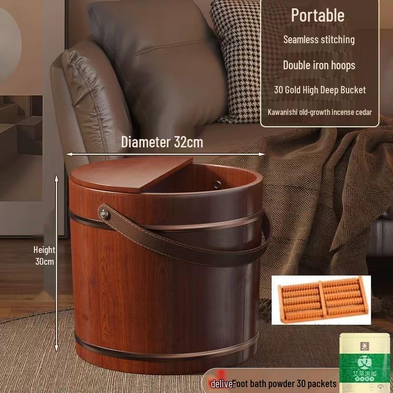 Draagbare Voetenbad Houten Emmer van Cederhout - Voetenbadkuip van Massief Hout