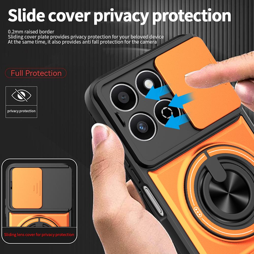 KEYSION Magnetic Phone Case for HONOR X7d 4G 5G Slide Camera Protection Upright Kickstand Shockproof Cover for Honor 400 Smart 5G
