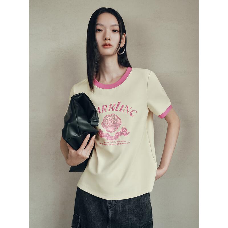 PEACEBIRD Women s Contrast Edge Short Sleeve T-Shirt S