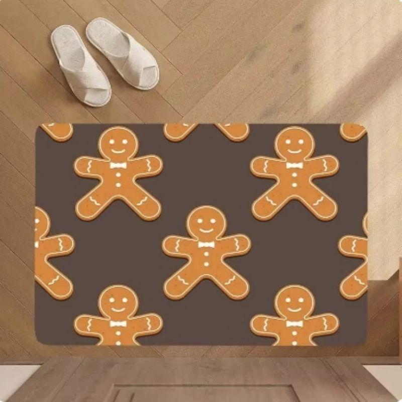 

Коврик для пола с рисунком рождественского пряничного человечка Веселый рождественский коврик для домашнего декора для дома и улицы Приветственный коврик 40x60cm 16x24inch
