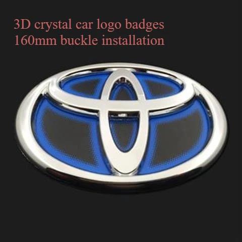 DLYVHA1 1PC 3D crystal car logo badges car Front grille sign 160mm for Toyota Highlander Camry RAV4 CHR Avalon hybrid car accessories