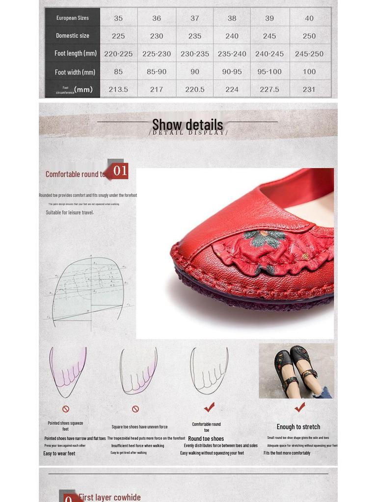 Spring-Summer Soft Sole Non-Slip Leather Shoes for Middle-Aged and Elderly Women