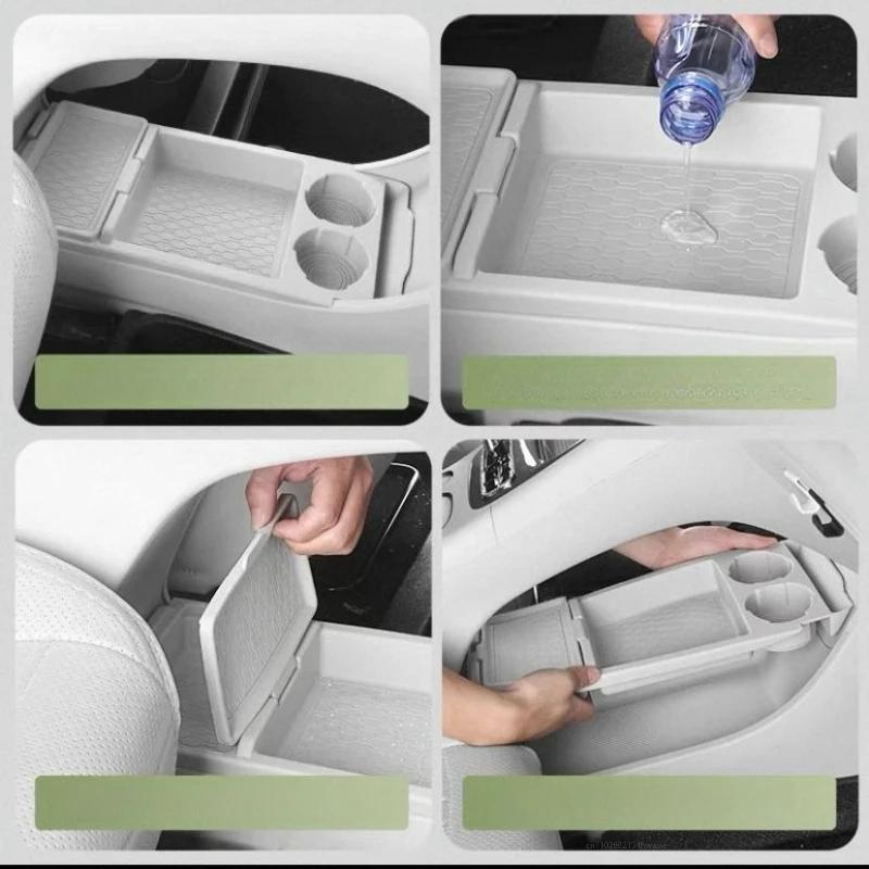 For Geely EX2 Proton eMAS 5 Silicone Center Console Lower Storage Box Non-Slip Car Organizer Tray