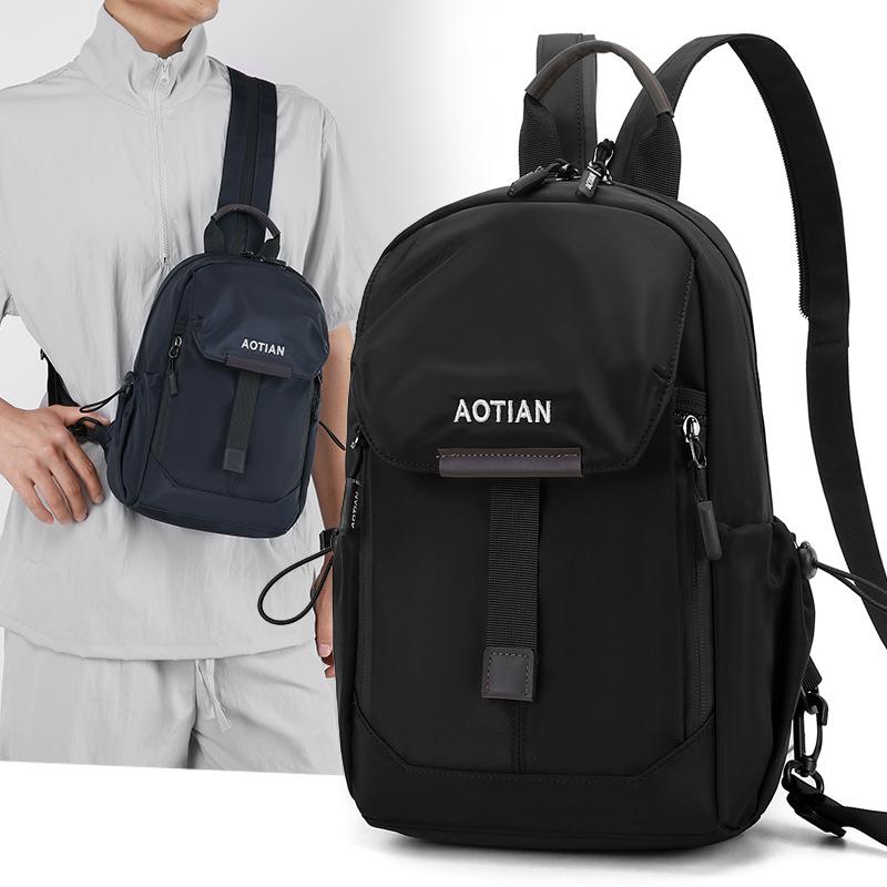 

New Fashion Men s Outdoor Leisure Bag Multifunctional Mini Backpack Breast Bag Crossbody Bag Large Capacity Trendy Bag чёрный