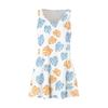 Women's Casual Fashion V-neck Sleeveless Floral Print Side Pocket Dress