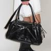 Multi-pocket Design Hand-held Bost Bag Distressed Motorcycle Bag Versatile PU Splicing Shoulder Bag Horiztal Tote