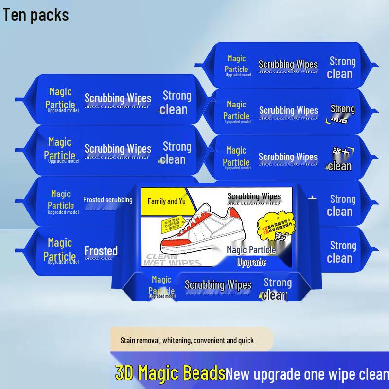 Shoe Cleaning Wipes with 3D Magic Particles – Portable Stain Remover & Brush for White Sports Shoes