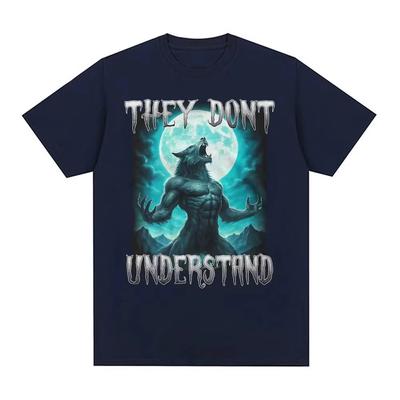 They Dont Understand Alpha Wolf T-Shirts Lustiges Meme Grafik T-Shirt Unisex Damen Gothic Retro Kurzarm T-Shirt Tops Streetwear