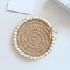 12cm*12cm Bowknot Chic Multiple Colors Ornament Pearl Handmade Cotton Rope Creative Coffee Cup Pad Home Table Decor Accessories