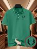 Men's Outdoor Golf Polo Shirt with Lucky Black Antler Pattern Print, Stylish Polo T Shirts - Short Sleeve & Collared for Business Casual Daily Wear