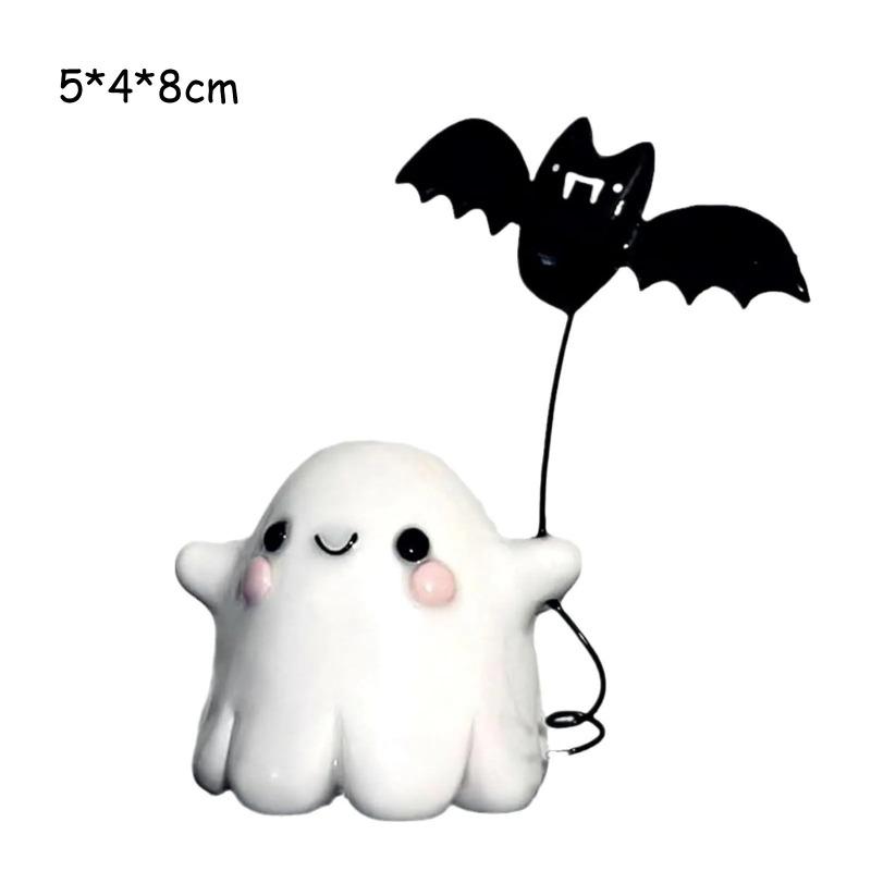1Pc Halloween Cute Ghost Putting Bat Ornaments, Ghost Bat Desktop Party Decoration, Party Small Gift, Little Finger Cute Ghost