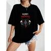 White Oversized T Shirt Merry Krampus Christmas Horror Theme Graphic Print Casual Wear For Women