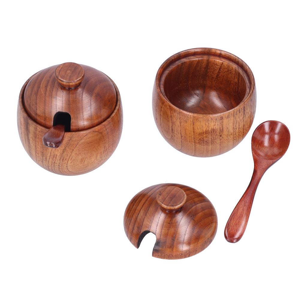 Seasoning Pot Wooden Salt Nontoxic Odorless Salt Container Spice Jar with Lid Kitchen Tool