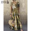 HNXC S-5XL Women Fashion Summer Spring Casual Short Sleeve O-Neck Dresses