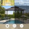 YODOLLA BBQ Gazebo - Double-Tier Canopy, Rust-Resistant Steel Frame, Side Shelves with Hooks 2,4m×1,5m - Gray