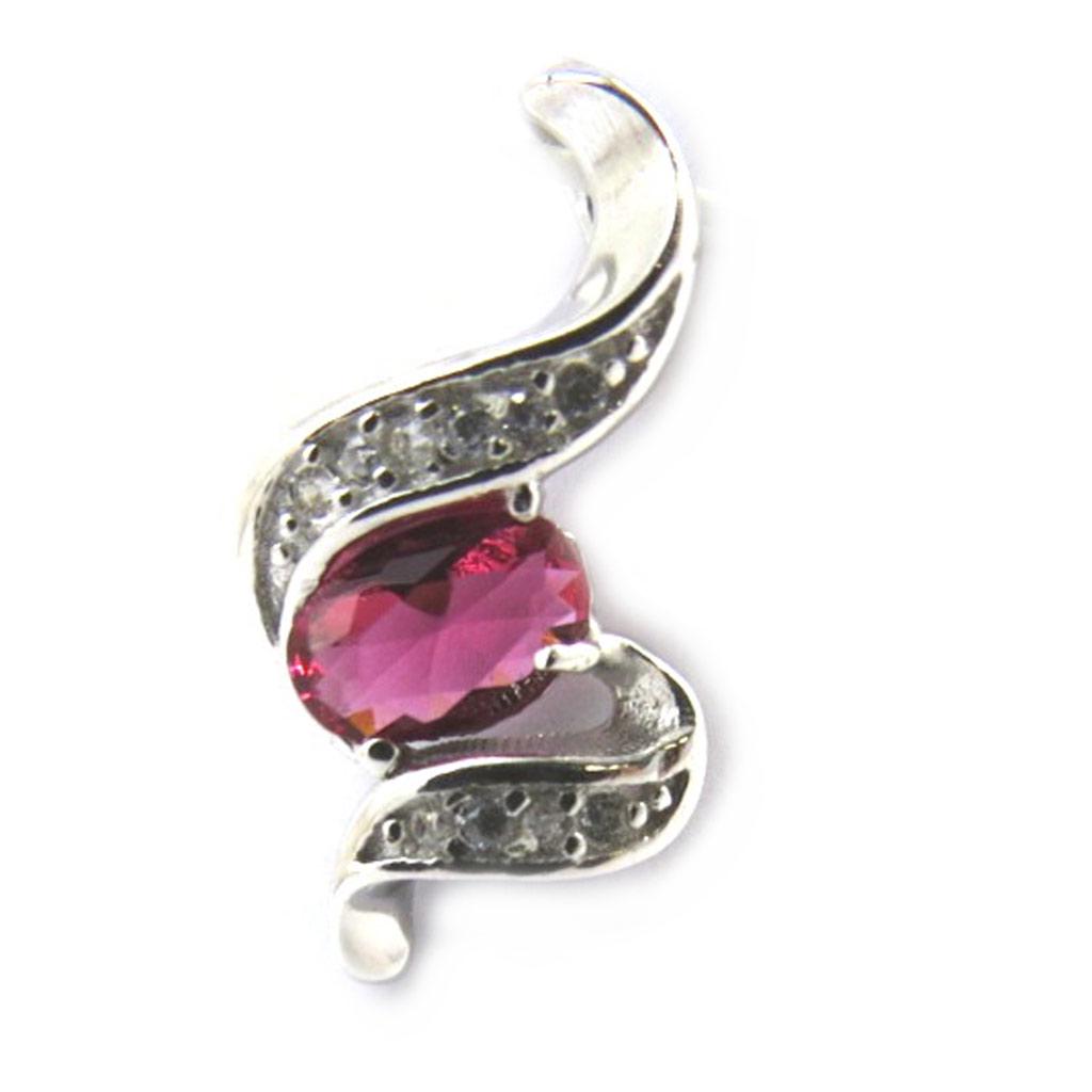 Les Trésors De Lily [M6202] - Silver Pendant 'Sissi' Silver-white Ruby ​​(rhodium-plated) - 18x10 Mm