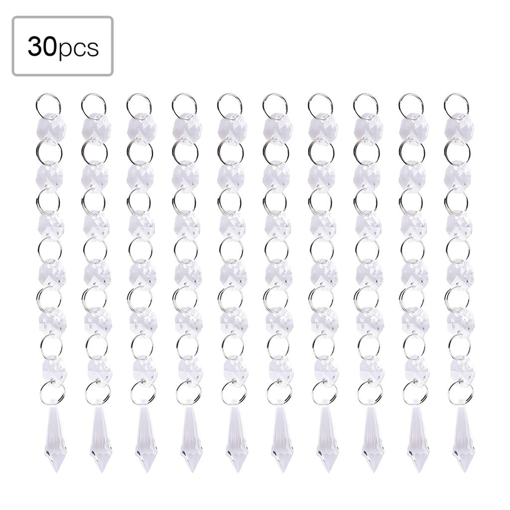 30PCS Acrylic Transparent Small Clear Crystal Strands Gems Bead Curtain for Light Pendant Wedding Home Decoration