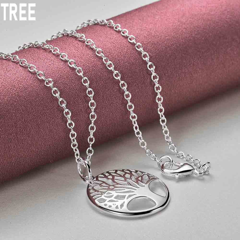 925 Sterling Silver Tree of Life Pendant Necklace Fashion Wedding Jewelry