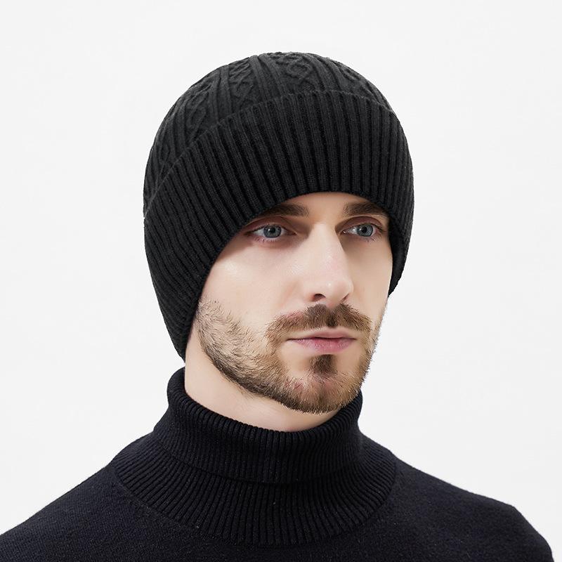 Winter Dick Warm Nacken Zweiteilige Strickmütze Herren Winddicht Kältefest Skimütze Wollmütze