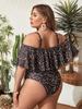 Plus Size Floral Two-Piece Bikini with Ruffles