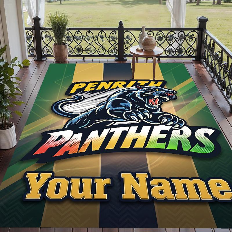 Custom Text Printed Rug Penrith Panthers Non Slip Floor Carpet For Home Room Decor