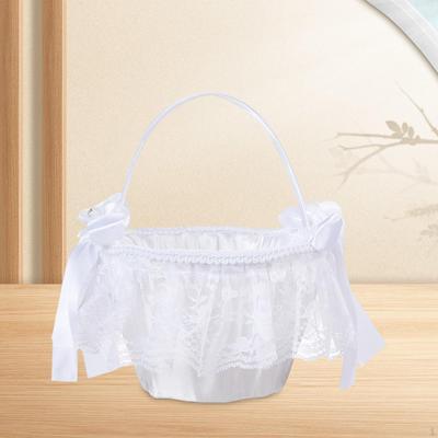 Wedding Flower Basket Petal Lightweight Decorated with Lace Elegant Bridesmaid