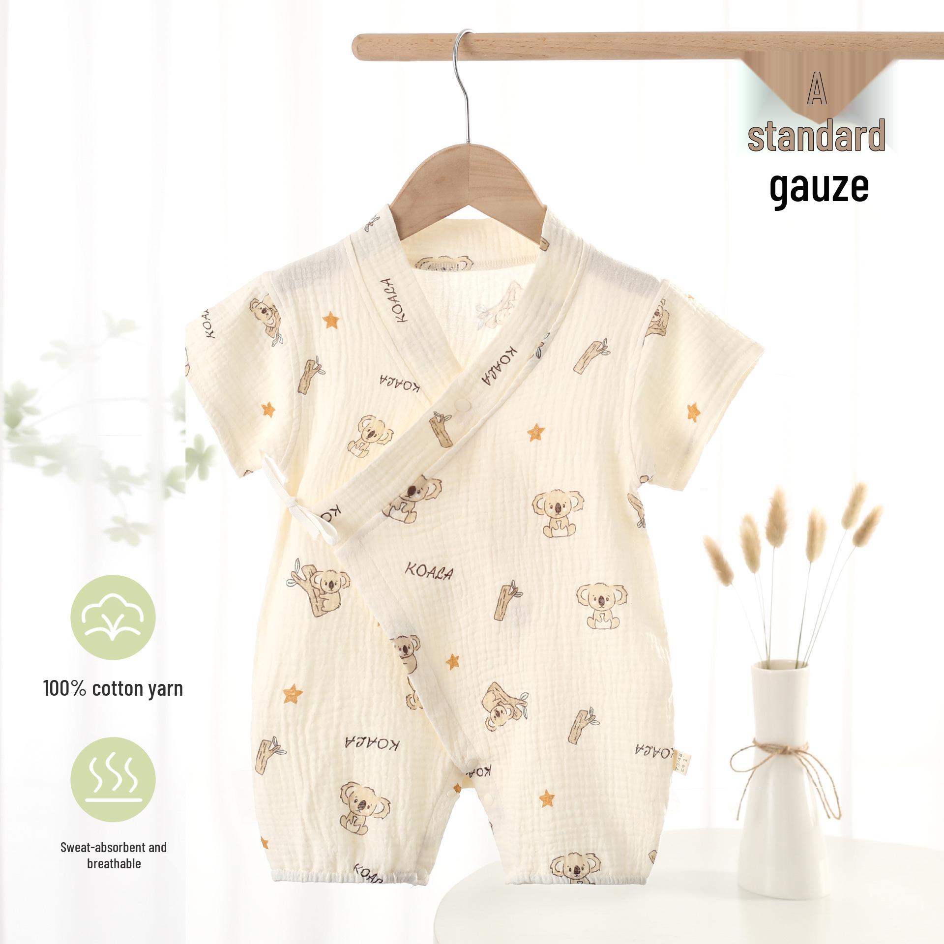 

Infant Summer Cotton Gauze Romper: Short Sleeve, Lightweight Newborn Outfit 80CM