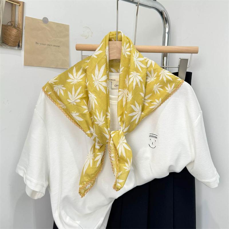 Vintage Square Floral Scarf Small Shawl Headscarf Korean Style Neck Protection Scarf