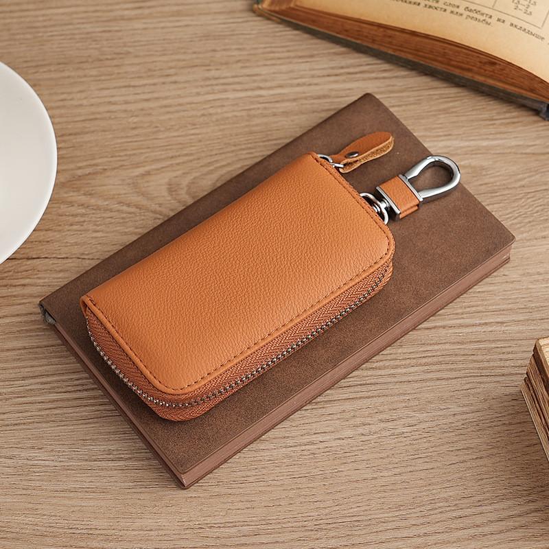 Genuine Leather Car Key Case With Card Holder For Daily Use