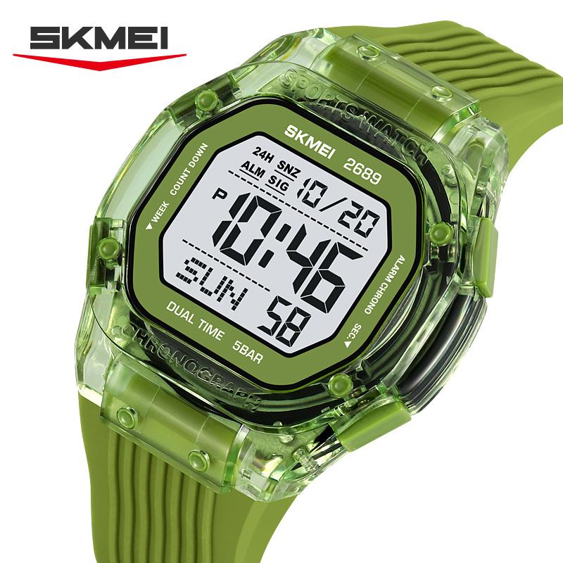 SKMEI 2689 Fashion Dynamic Student's Digital Watch Silicone Strap Waterproof Multifunction Sporty Student Electronic Watch Gift