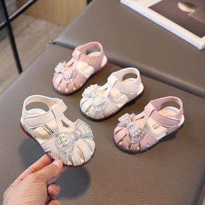 Sandálias de Verão Macias para Crianças: Sapatos de Princesa Elegantes com Biqueira Fechada para Meninas