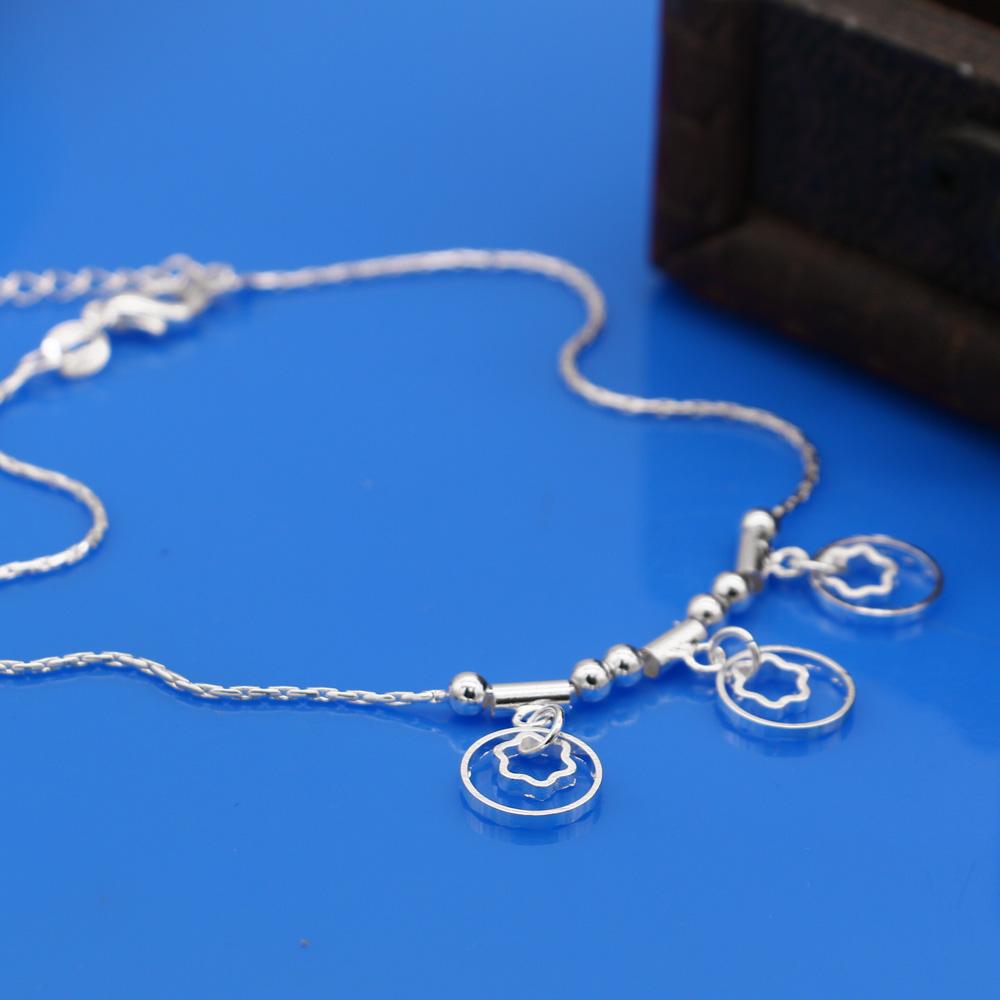 100 % 925 Sterling Silber Pflaume Blume Fußkettchen Frauen Sommer Strand Barfuß Sandalen Armband am Bein Fuß Schmuck