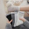 Socks Wool Simple And Versatile Korean Boneless Socks Medium Tube Socks Color Matching Double Screw Stacking Socks