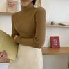 Womens Korean Semi High Neck Knit Sweater Slim Fit Cropped Long Sleeve Top