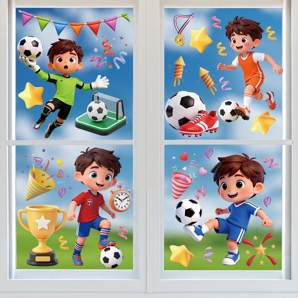 2026 World Cup Kids' Football Cartoon Decorative Stickers for Walls and Glass (USA, Canada, Mexico)