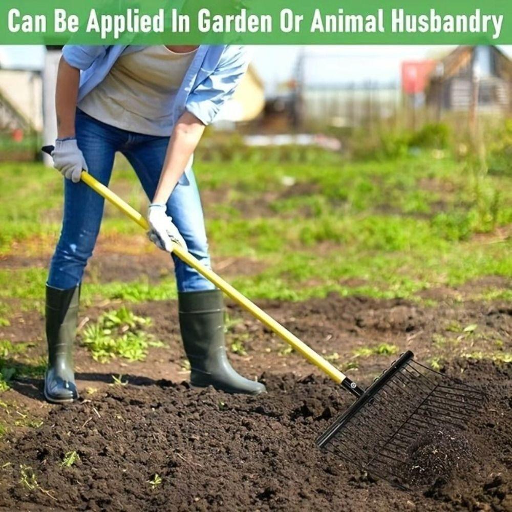 Stable Livestock Hay Fork Heavy Duty Stable Manure Rake Garden Rake Tool Garden Leaf Rake  Barn