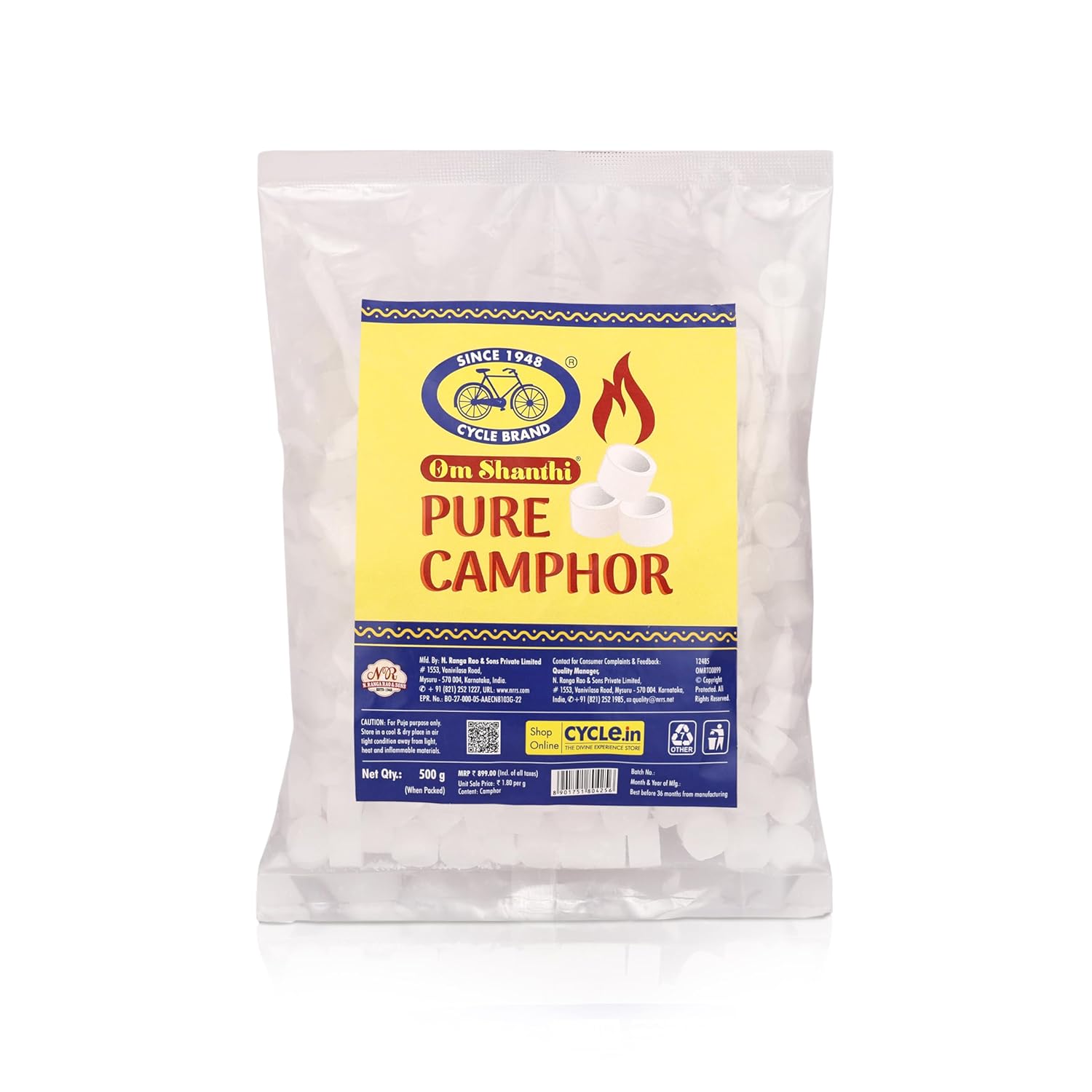 

Cycle Pure Om Shanthi Круглая таблетка Мешочек с камфорой 500 г Упаковка 1 шт. | Чистая натуральная камфора для пудж и свежести дома